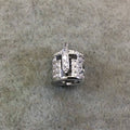 Silver Plated CZ Cubic Zirconia Inlaid Medieval Warrior Helmet Shaped Bead With White CZ  -  ~ 8mm x 11mm,  - Sold Individually, Random