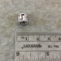 Silver Plated CZ Cubic Zirconia Inlaid Medieval Warrior Helmet Shaped Bead With White CZ  -  ~ 8mm x 11mm,  - Sold Individually, Random