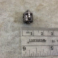 Gunmetal Plated CZ Cubic Zirconia Inlaid Medieval Warrior Helmet Shaped Bead With White CZ  -  ~ 8mm x 11mm,  - Sold Individually, Random