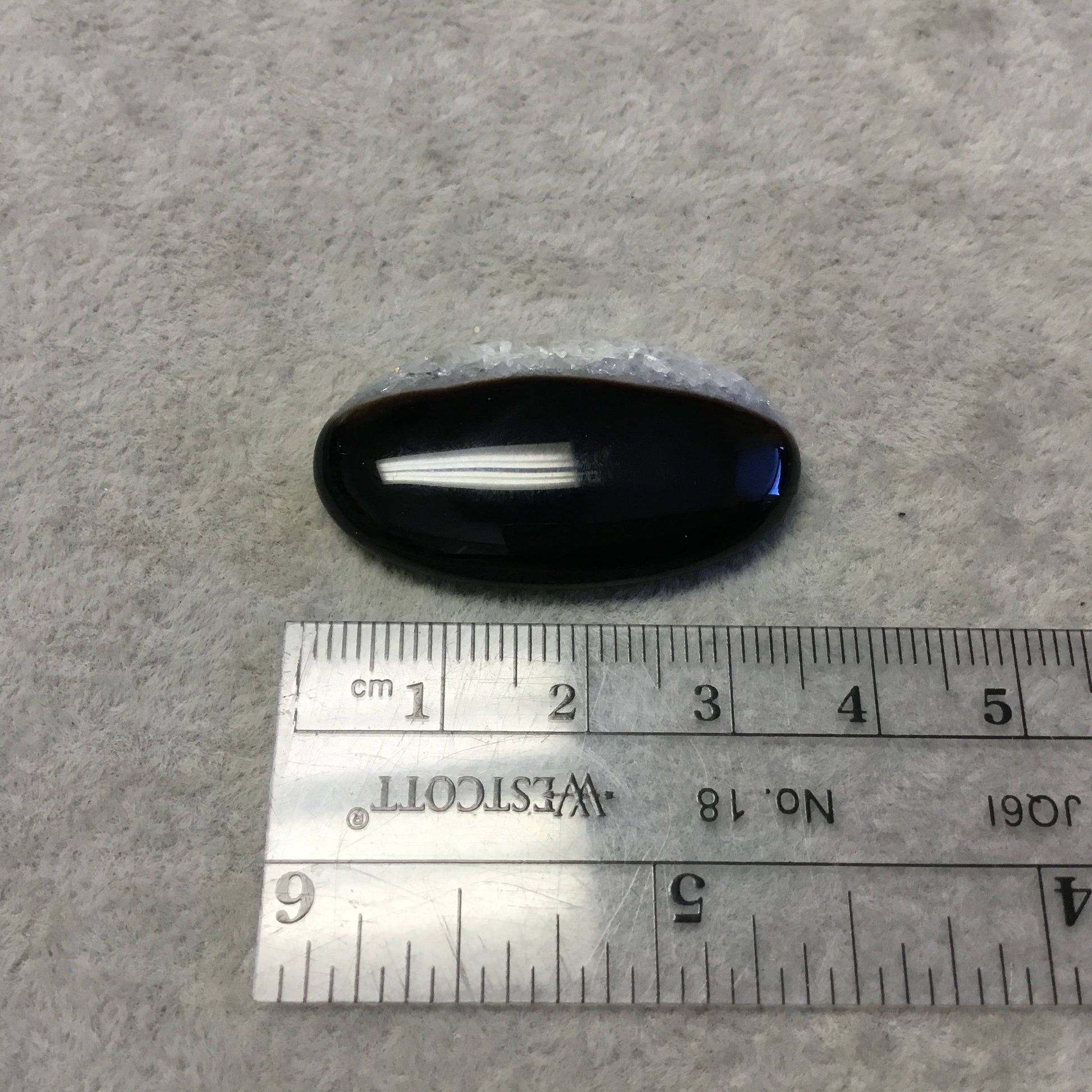 Natural Black Sardonyx Oblong Oval Shaped Flat Back Cabochon "B-3" - Measuring 21mm x 36mm, 6mm Dome Height - Natural High Quality Gemstone