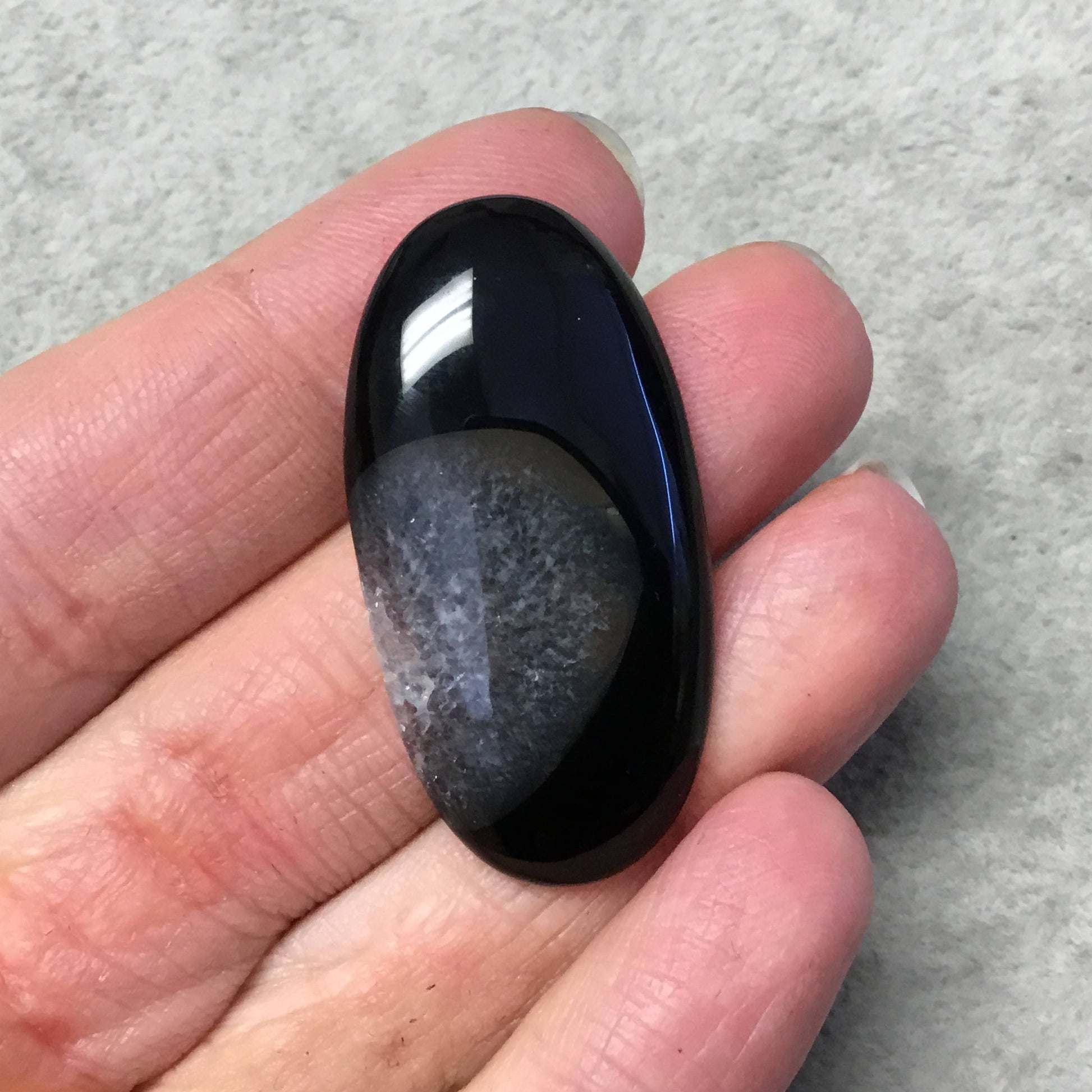 Natural Black Sardonyx Oblong Oval Shaped Flat Back Cabochon "B-4" - Measuring 21mm x 42mm, 5mm Dome Height - Natural High Quality Gemstone