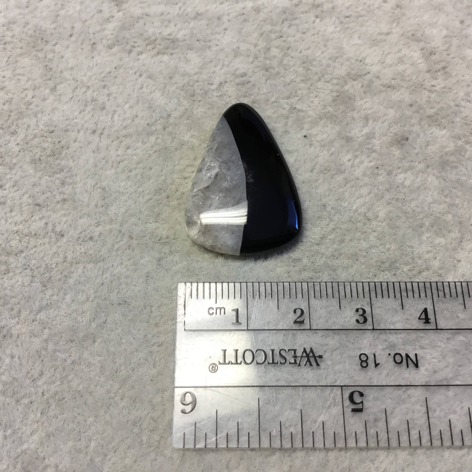 Natural Black Sardonyx Pear/Teardrop Shaped Flat Back Cabochon "B-16" - Measuring 20mm x 30mm, 4mm Dome Height - Natural Gemstone