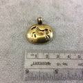 19mm x 26mm Oxidized Gold Plated Rustic Cast Galloping Horse Icon Copper Oval Shaped Pendant w/ Attached Ring  - Sold Individually (K-73)