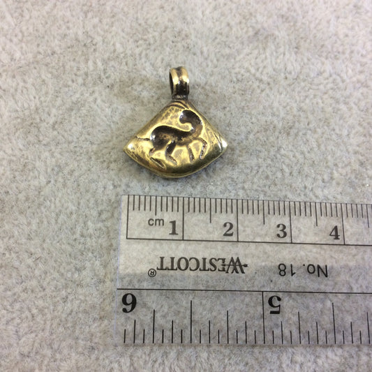 15mm x 18mm Oxidized Gold Plated Rustic Cast Watchful Otter Icon Copper Triangle Shape Pendant w/ Attached Ring  - Sold Individually (K-80)