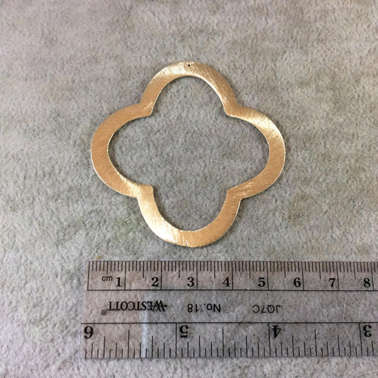 58mm Gold Brushed Finish Thick Open Quatrefoil Shaped Plated Copper Components - Sold in Pre-Counted Bulk Packs of 10 Pieces - (051-GD)