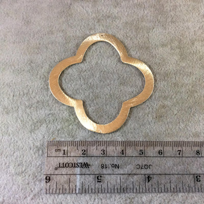 58mm Gold Brushed Finish Thick Open Quatrefoil Shaped Plated Copper Components - Sold in Pre-Counted Bulk Packs of 10 Pieces - (051-GD)