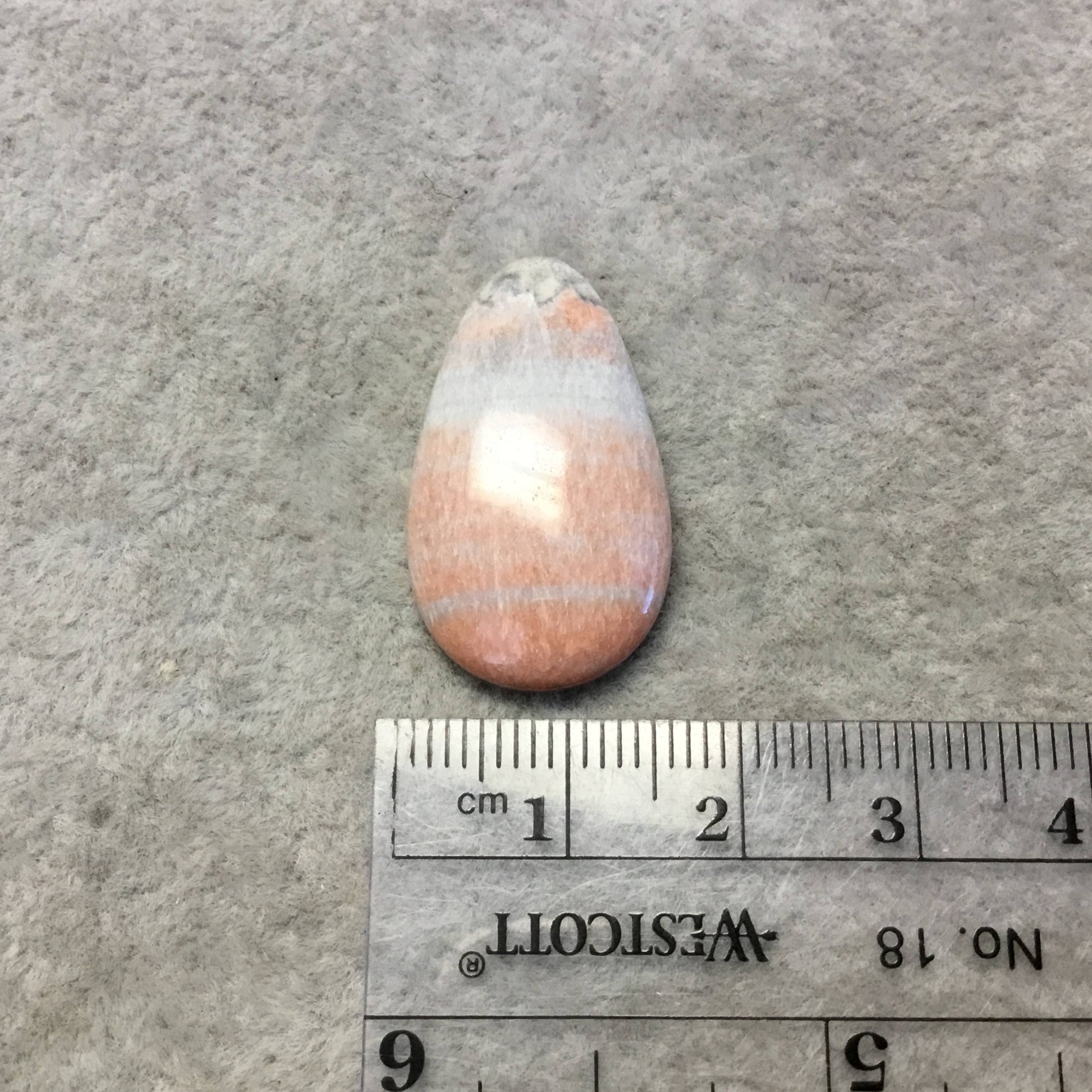 OOAK Natural Celestobarite Pear/Teardrop Shaped Flat Back Cabochon "8" - Measuring 16mm x 28mm, 4mm Dome Height - High Quality Gemstone Cab