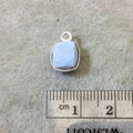 Blue Opal Cube Shaped Silver Bezel Charm - 8mm