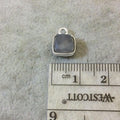Silver Finish Faceted Gray Moonstone Cube/Square Shape Plated Copper Bezel Pendant - Measures 7-8mm - Natural Gemstone - Sold Individually