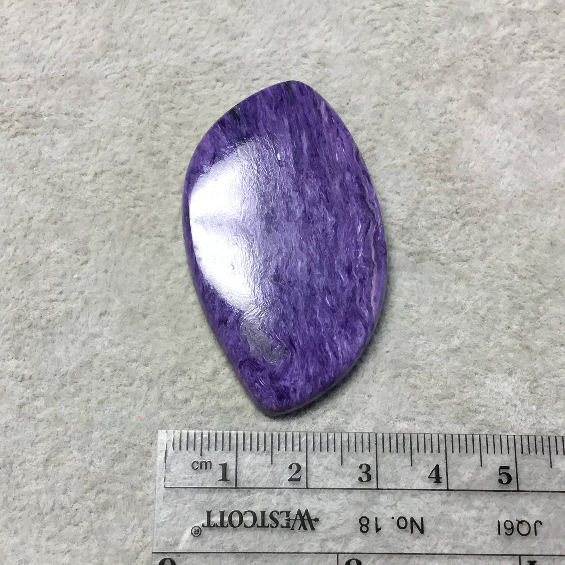 OOAK Natural Purple Charoite Freeform Shaped Flat Back Cabochon "15" - Measuring 30mm x 53mm, 4mm Dome Height - High Quality Gemstone Cab