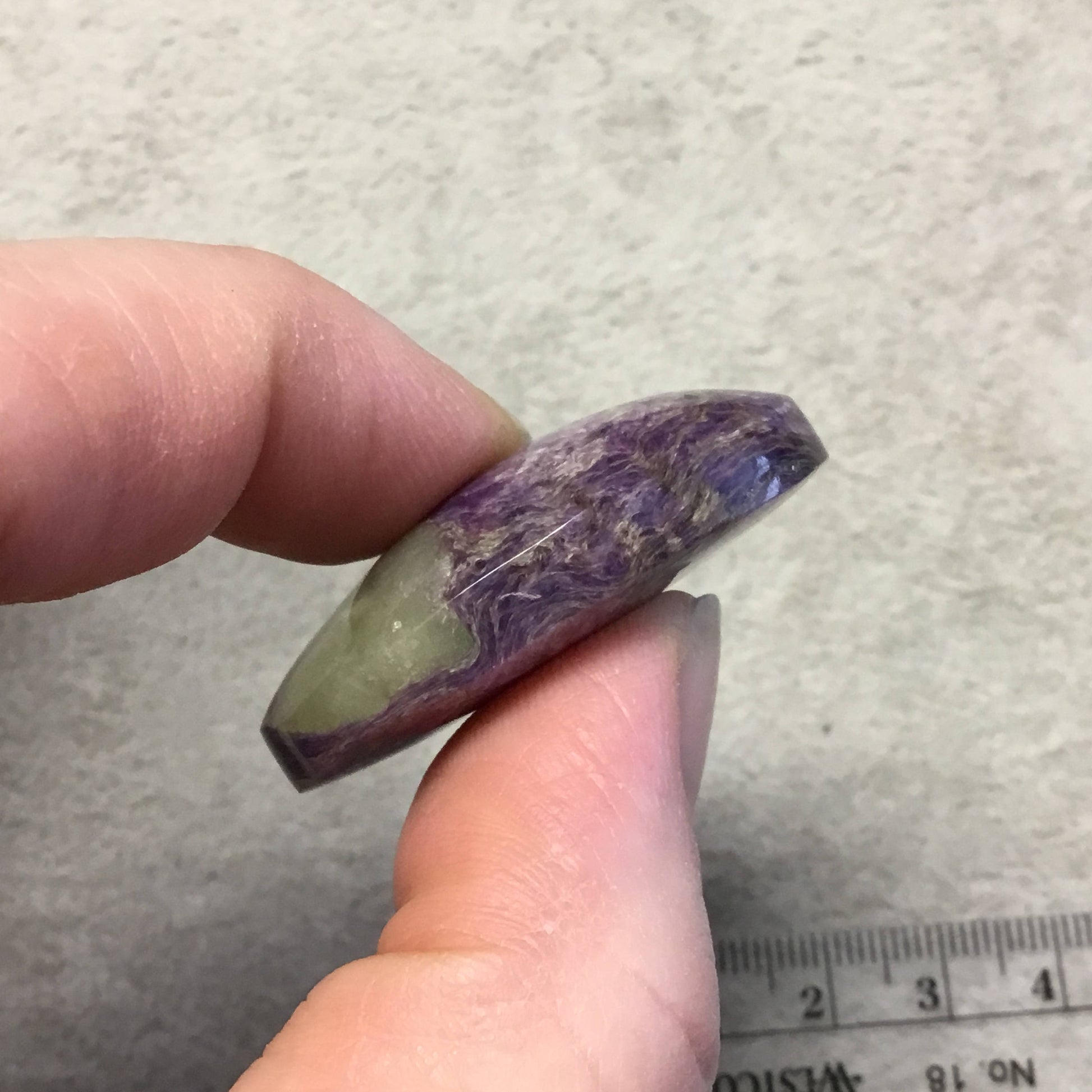 OOAK Natural Purple Charoite Oblong Oval Shape Flat Back Cabochon "19" - Measuring 24mm x 38mm, 12mm Dome Height - High Quality Gemstone Cab