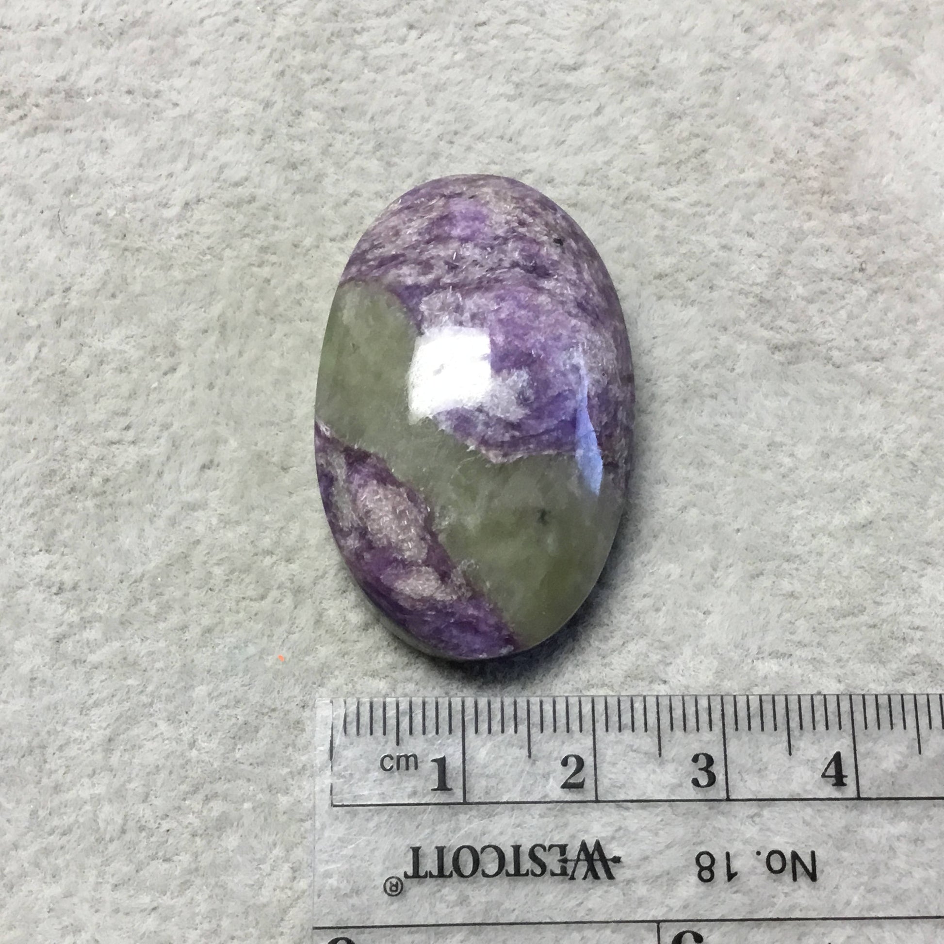 OOAK Natural Purple Charoite Oblong Oval Shape Flat Back Cabochon "19" - Measuring 24mm x 38mm, 12mm Dome Height - High Quality Gemstone Cab