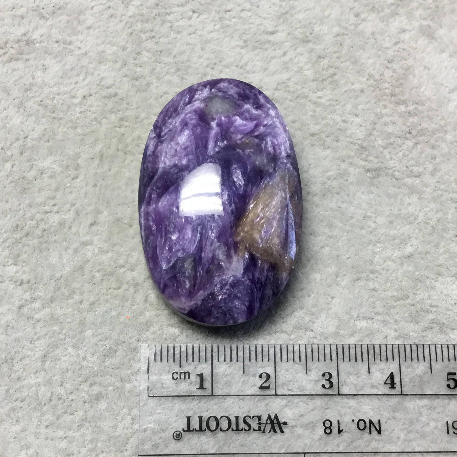 OOAK Natural Purple Charoite Oblong Oval Shape Flat Back Cabochon "20" - Measuring 26mm x 40mm, 11mm Dome Height - High Quality Gemstone Cab
