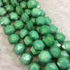 14mm x 14mm Glossy Finish Faceted Bright Green Chinese Crystal Hexagon Beads - Sold by 11.5" Strands (Approx. 20 Beads) - (CC14140-11)