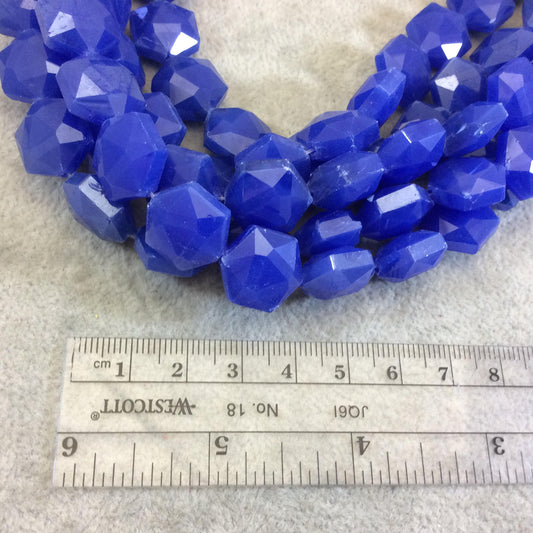 14mm x 14mm Glossy Finish Faceted Cobalt Blue Chinese Crystal Hexagon Beads - Sold by 11.5" Strands (Approx. 20 Beads) - (CC14140-3)