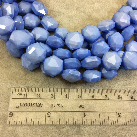 14mm x 14mm Glossy Finish Faceted Periwinkle Blue  Chinese Crystal Hexagon Beads - Sold by 11.5" Strands (Approx. 20 Beads) - (CC14140-18)