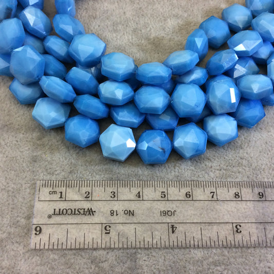 Chinese Crystal Beads | 10mm x 10mm Glossy Finish Faceted Sky Blue Crystal Hexagon Glass Beads