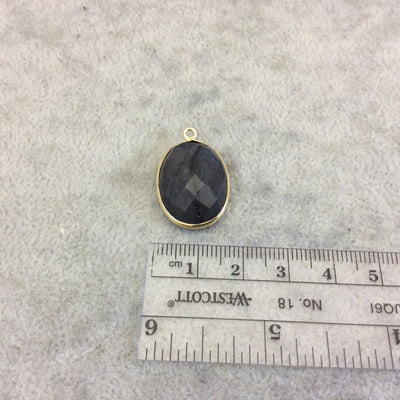 Labradorite Bezel | Single OOAK Gold Plated Faceted Natural Iridescent Oval Shaped Focal Pendant "L5" - Measuring 16mm x 22mm