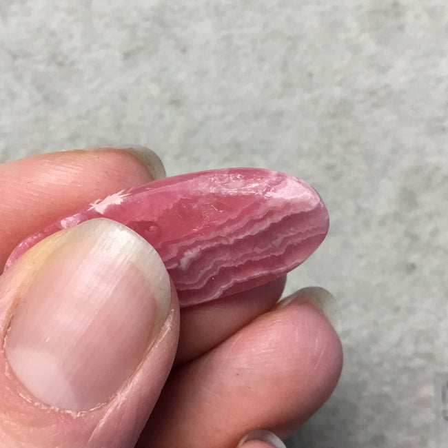 OOAK AAA Rhodochrosite Oblong Oval Shaped Flat Back Cabochon "4" - Measuring 15mm x 36mm, 4mm Dome Height - Natural High Quality Gemstone