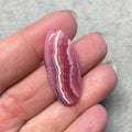 OOAK AAA Rhodochrosite Oblong Oval Shaped Flat Back Cabochon "5" - Measuring 15mm x 34mm, 5mm Dome Height - Natural High Quality Gemstone