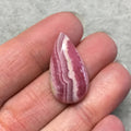 OOAK AAA Rhodochrosite Pear/Teardrop Shaped Flat Back Cabochon "17" - Measuring 16mm x 28mm, 5mm Dome Height - Natural High Quality Gemstone