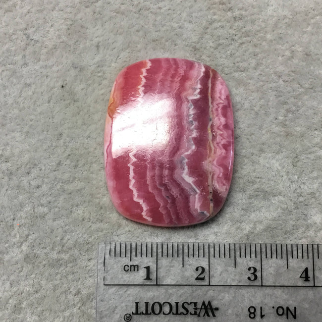 OOAK AAA Rhodochrosite Rectangle Shaped Flat Back Cabochon "41" - Measuring 26mm x 34mm, 4mm Dome Height - Natural High Quality Gemstone