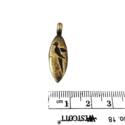 Perched Bird Pendant – Rustic Cast Copper with Oxidized Gold Plating Icon Charm