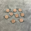 Gunmetal Finish Metallic Peach/Rose Gold Round/Coin Shaped Natural Druzy Agate Bezel Connector Component - Measures 8mm x 8mm - Sold as Each