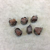 Gunmetal Finish Small Raw Nugget Genuine Hessonite Garnet Wavy Bezel Pendant  ~ 12mm - 16mm Long - Sold Individually, Selected Randomly