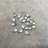 BULK PACK of Six (6) Gunmetal Sterling Silver Pointed/Cut Stone Faceted Round/Coin Shaped Moonstone Bezel Pendants - Measuring 5mm x 5mm