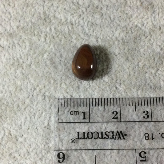OOAK Orange/Green/Gold Fire Agate Teardrop Shaped Flat Back Cabochon "FA2"  ~ 8mm x 12mm, 5mm Dome Height - Natural High Quality Gemstone