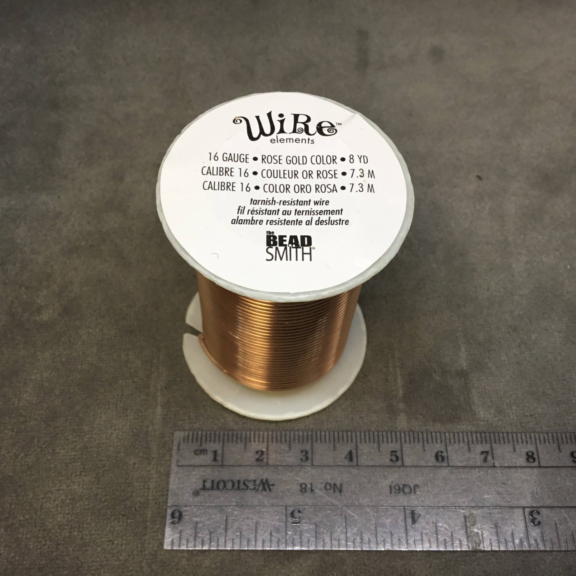 FULL SPOOL - 16 Gauge Beadsmith Brand Tarnish Resistant Rose Gold Craft Wire - 8 Yards (24 Feet) - Great for Wire Wrapped Jewelry!