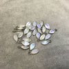 BULK PACK of Six (6) Gunmetal Sterling Silver Pointed/Cut Stone Faceted Marquise Shaped Moonstone Bezel Pendants - Measuring 4mm x 8mm