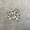 BULK PACK of Six (6) Gunmetal Sterling Silver Pointed/Cut Stone Faceted Marquise Shaped Clear Quartz Bezel Pendants - Measuring 4mm x 8mm