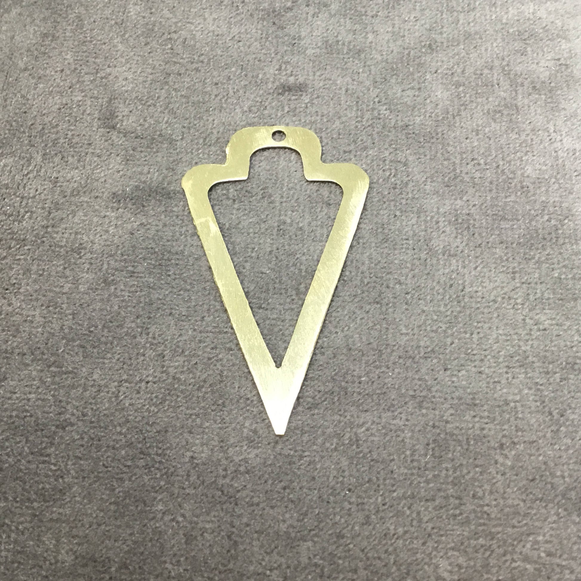 27mm x 47mm Gold Brushed Finish Thick Open Arrowhead Shaped Plated Brass Components - Sold in Pre-Counted Packs of 10 Pieces - (430-GD)