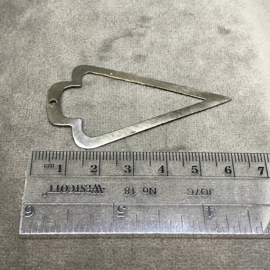33mm x 61mm Gunmetal Brushed Finish Thick Open Arrowhead Shaped Plated Brass Components - Sold in Pre-Counted Packs of 10 Pieces - (431-GM)