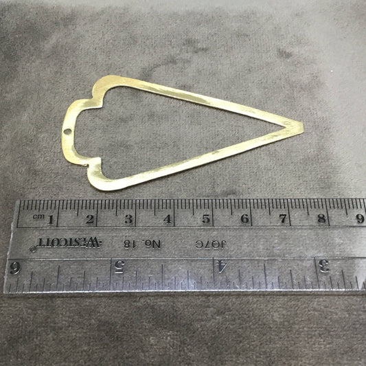 41mm x 70mm Gold Brushed Finish Thick Open Arrowhead Shaped Plated Brass Components - Sold in Pre-Counted Packs of 10 Pieces - (432-GD)
