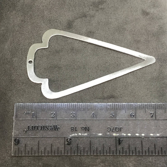 41mm x 70mm Silver Brushed Finish Thick Open Arrowhead Shaped Plated Brass Components - Sold in Pre-Counted Packs of 10 Pieces - (432-SV)