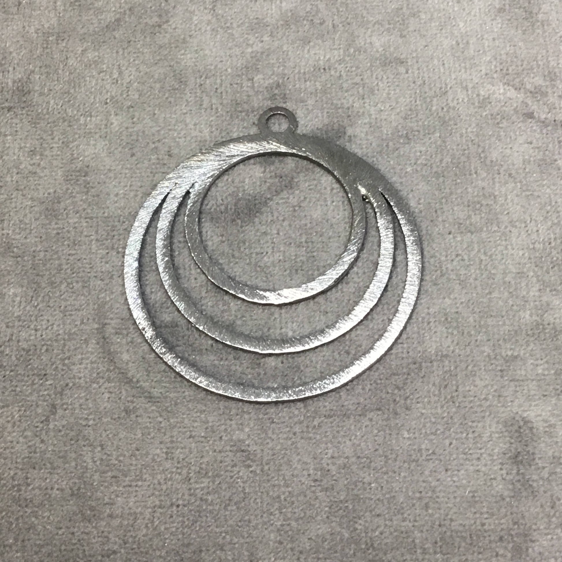 45mm Gunmetal Plated Copper Triple Nested Circular/Hoop Shaped Pendant Components - Sold in Packs of 10 (281-GM)