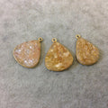 Jeweler's Lot Gold Plated Natural Raw Citrine - Three Flat Back Free Form Copper Bezel Pendants "RCT06" - 22mm-23mm Long - Sold As Shown!