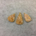 Jeweler's Lot Gold Plated Natural Raw Citrine - Three Flat Back Free Form Copper Bezel Pendants "RCT04" - 25mm-33mm Long - Sold As Shown!