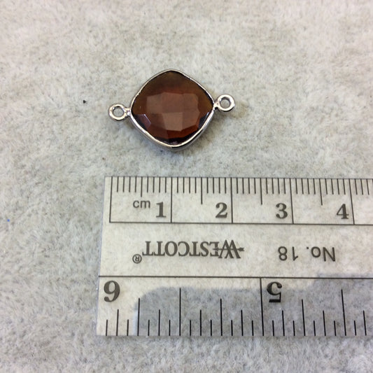 Gunmetal Finish Faceted Root Beer Quartz (Hydro)  Diamond Shape Plated Copper Bezel Connector  ~ 12mm x 12mm - Sold Individually - RANDOM