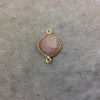 Gold Finish Faceted Peach Moonstone Diamond Shape Plated Copper Bezel Connector Component - ~ 12mm x 12mm - Sold Individually - RANDOM