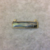 Labradorite Bezel | Gold Plated Faceted Natural Rainbow Rectangle/Bar Shaped Connector - ~ 10mm x 40mm - Sold Individually, Chosen Randomly