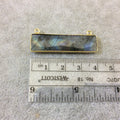 Labradorite Bezel | Gold Plated Faceted Natural Rainbow Rectangle/Bar Shaped Connector - ~ 10mm x 40mm - Sold Individually, Chosen Randomly