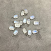 BULK PACK of Six (6) Gunmetal Sterling Silver Pointed/Cut Stone Faceted Rectangle Shaped Moonstone Bezel Pendants - Measuring 4mm x 6mm