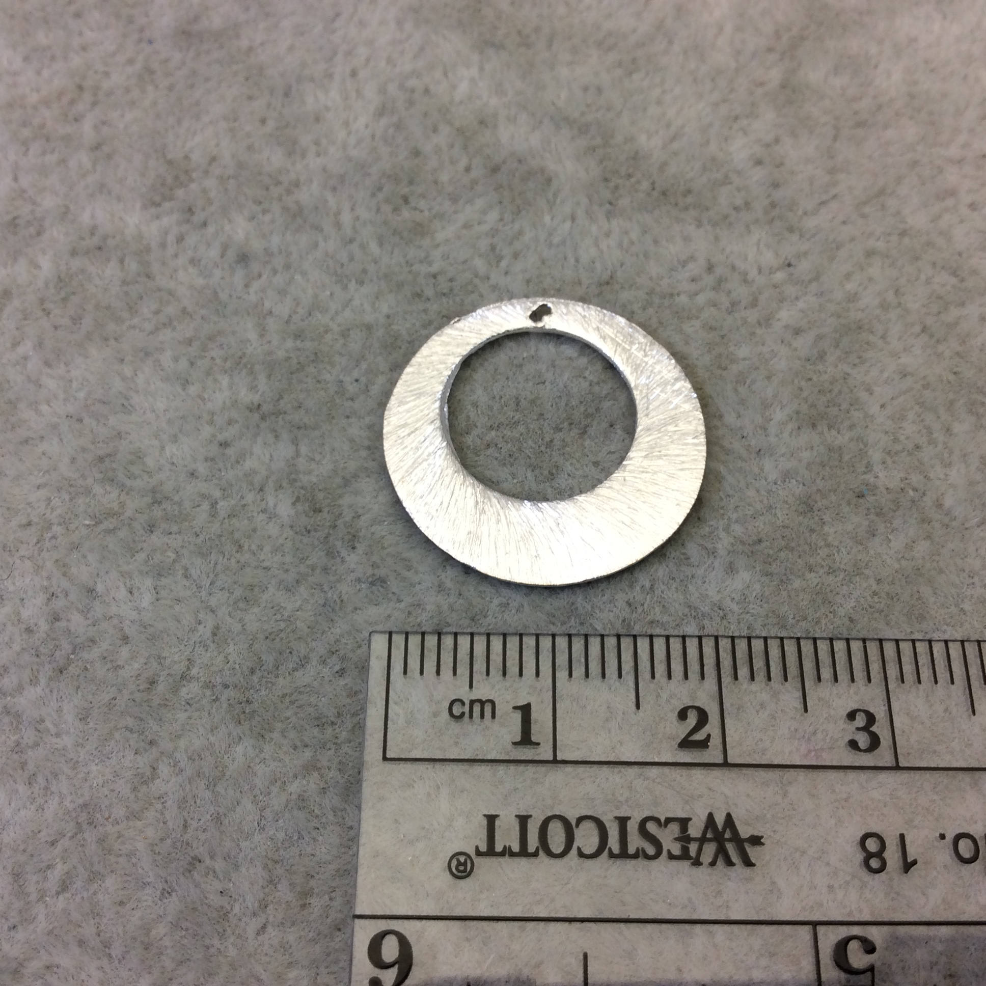 21mm Silver Brushed Finish Thick Open Olive Circle Shaped Plated Copper Components - Sold in Pre-Counted Bulk Packs of 10 Pieces - (020-SV)