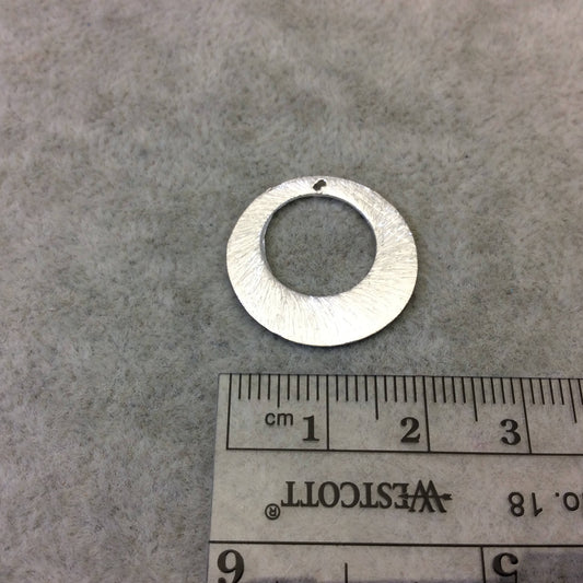 21mm Silver Brushed Finish Thick Open Olive Circle Shaped Plated Copper Components - Sold in Pre-Counted Bulk Packs of 10 Pieces - (020-SV)