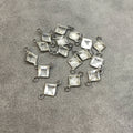 BULK PACK of Six (6) Gunmetal Sterling Silver Pointed/Cut Stone Faceted Diamond Shaped Clear Quartz Bezel Connectors - Measuring 5mm x 5mm