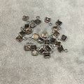 BULK PACK of Six (6) Gunmetal Sterling Silver Pointed/Cut Stone Faceted Diamond Shaped Smoky Quartz Bezel Pendants - Measuring 4mm x 4mm